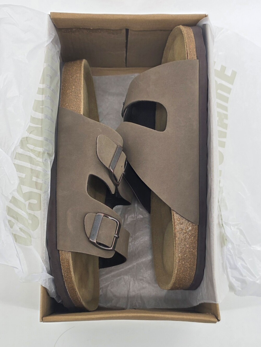 CUSHIONAIRE Lane Cork Footbed Double Buckle Slide Sandals Brown–Women's Size 10W - Picture 13 of 17
